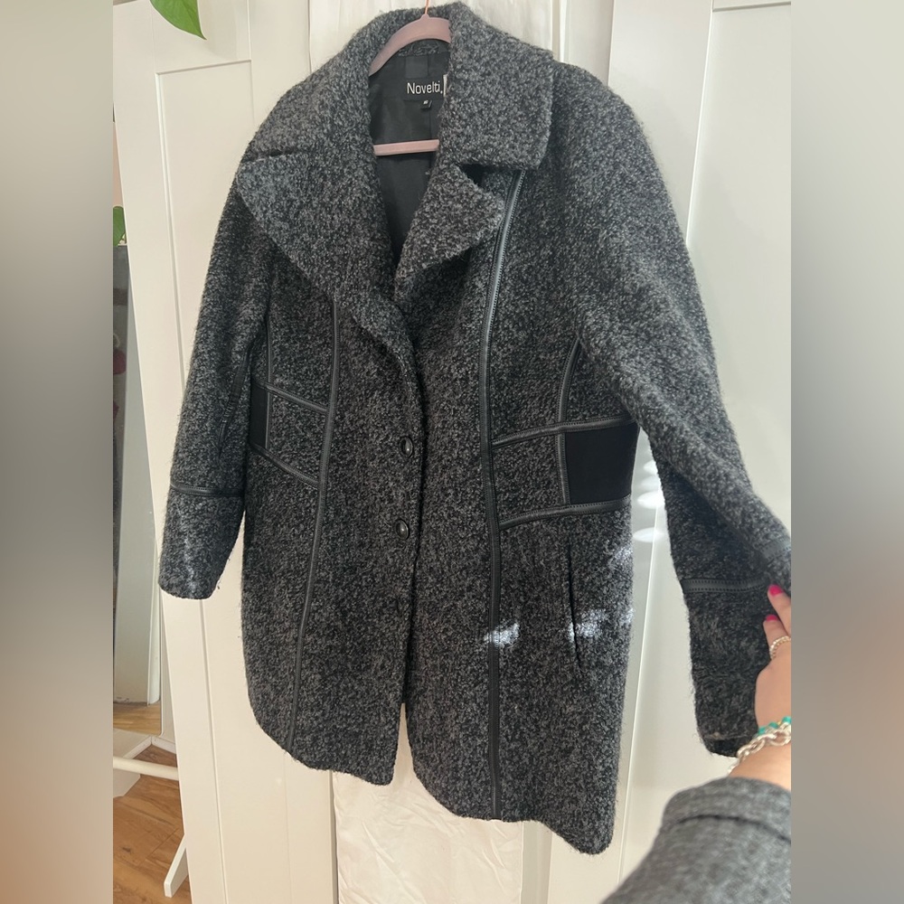 Vintage Novelti Wool Blend Grey Pea Coat 🧥 Size 16 / 18 XXL